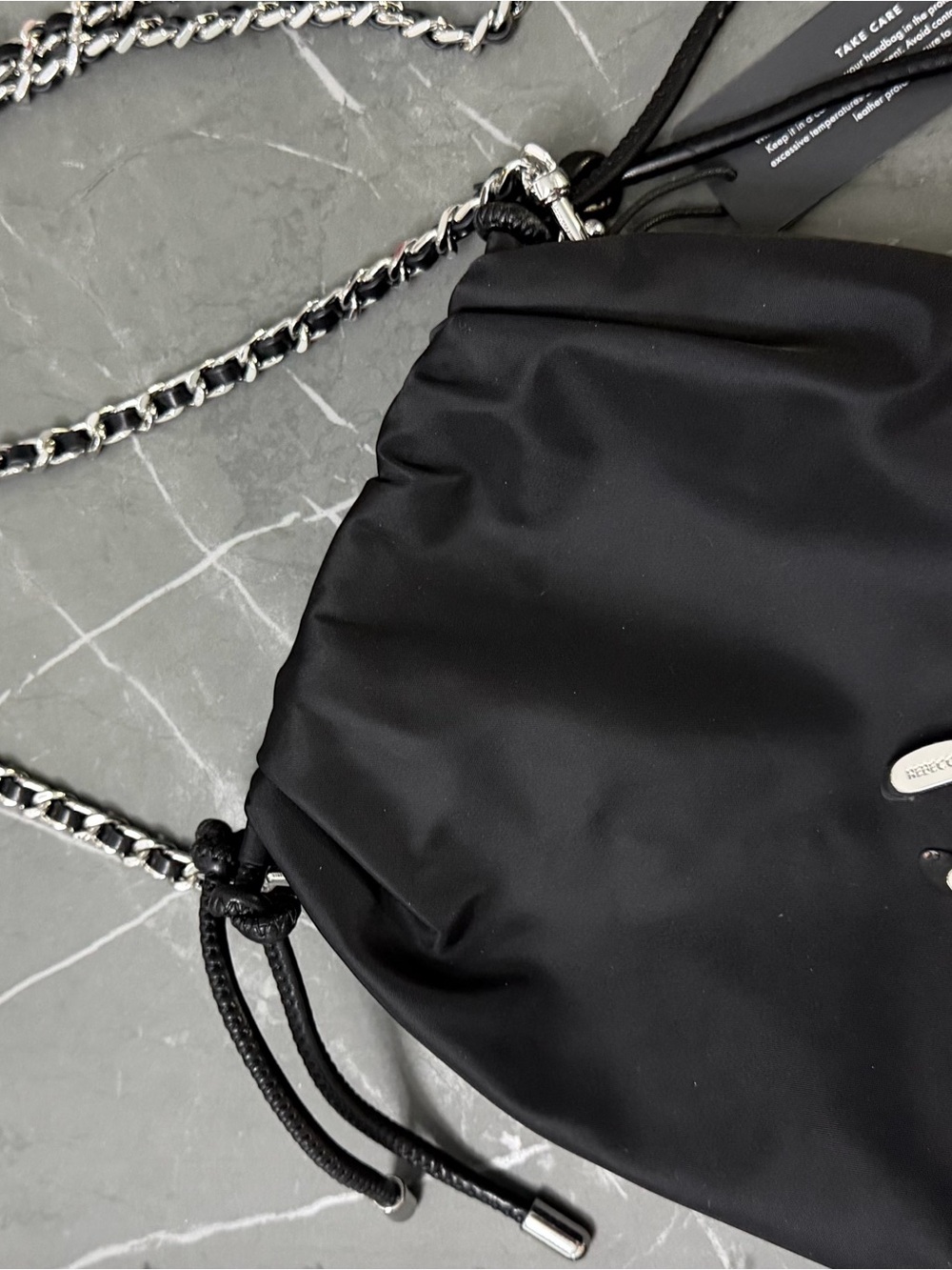 Rebecca Minkoff Black Nylon Crossbody with Silver Chain - Picture 3 of 4